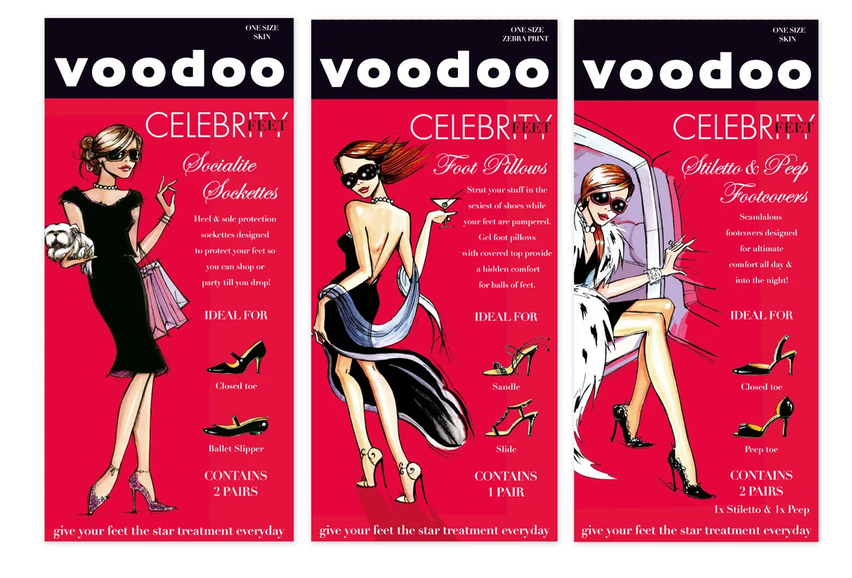 Voodoo Celebrity Feet: illustration and packaging design