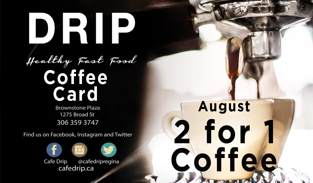 From Aug 15th-31st, show us your coffee card when purchasing a DRIP coffee. We'll send you off with a FREE same-sized DRIP coffee. Happy August!