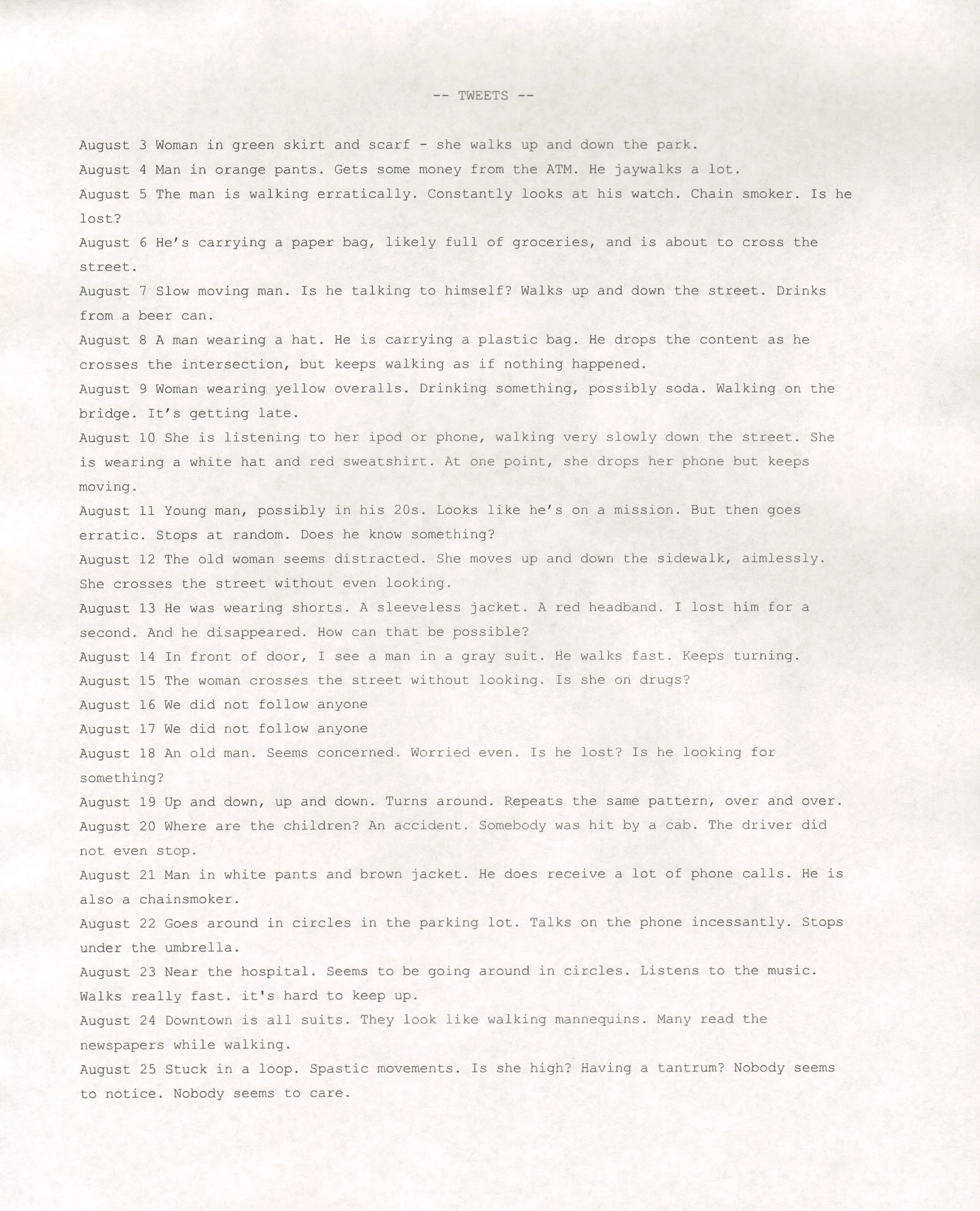 Tweets (August 2013)
