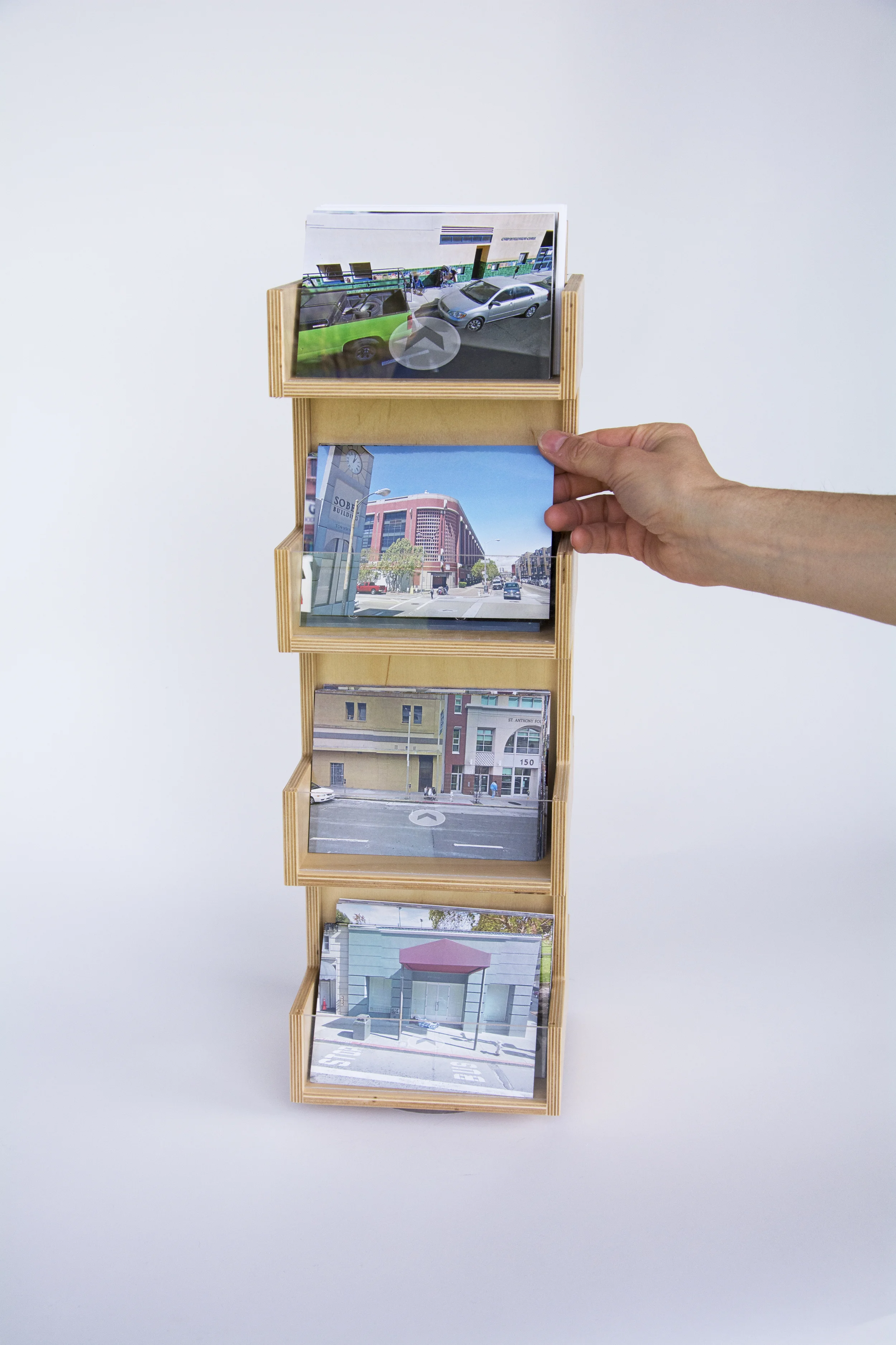 COLL.EO A NEW AMERICAN DREAM (2014) Digital photographs, wooden postcard racks, postcards 4 x 6 inches