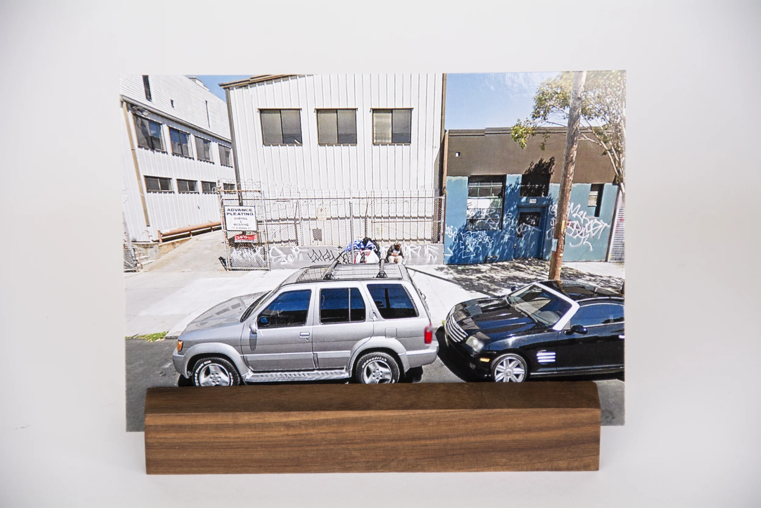 COLL.EO A NEW AMERICAN DREAM (2014) Digital photographs, walnut wooden postcard holder (5 x 1 inches), postcard (4 x 6 inches)