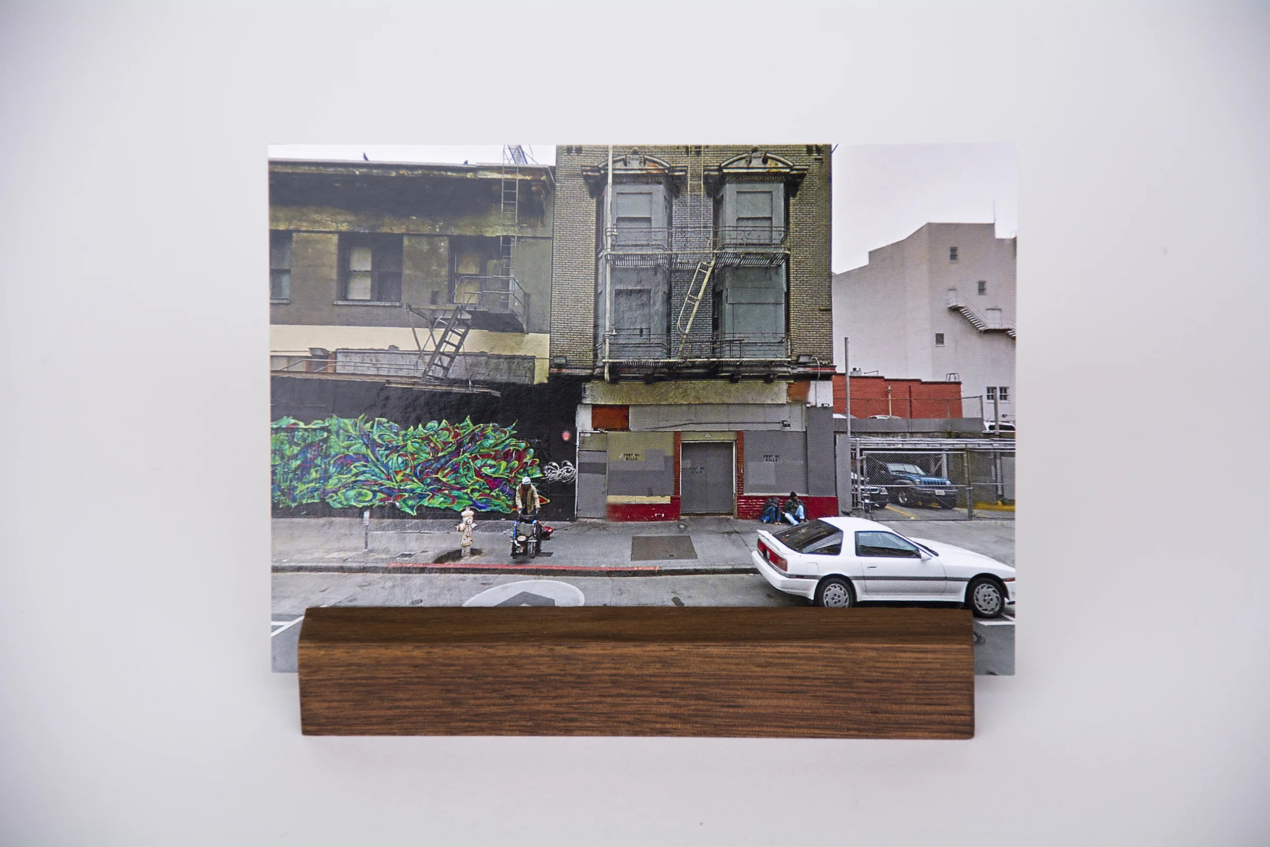 COLL.EO A NEW AMERICAN DREAM (2014) Digital photographs, walnut wooden postcard holder (5 x 1 inches), postcard (4 x 6 inches)