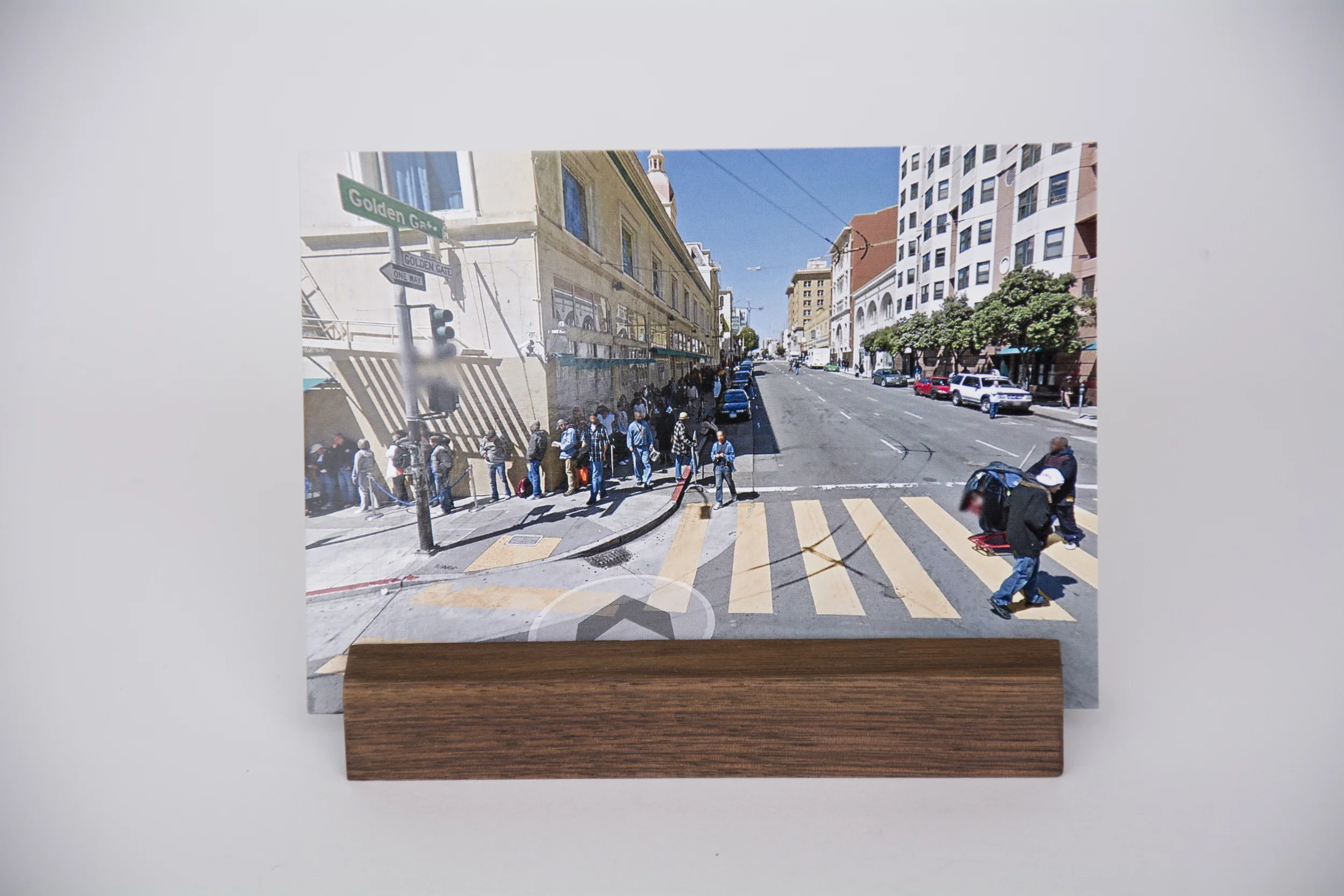COLL.EO A NEW AMERICAN DREAM (2014) Digital photographs, walnut wooden postcard holder (5 x 1 inches), postcard (4 x 6 inches)