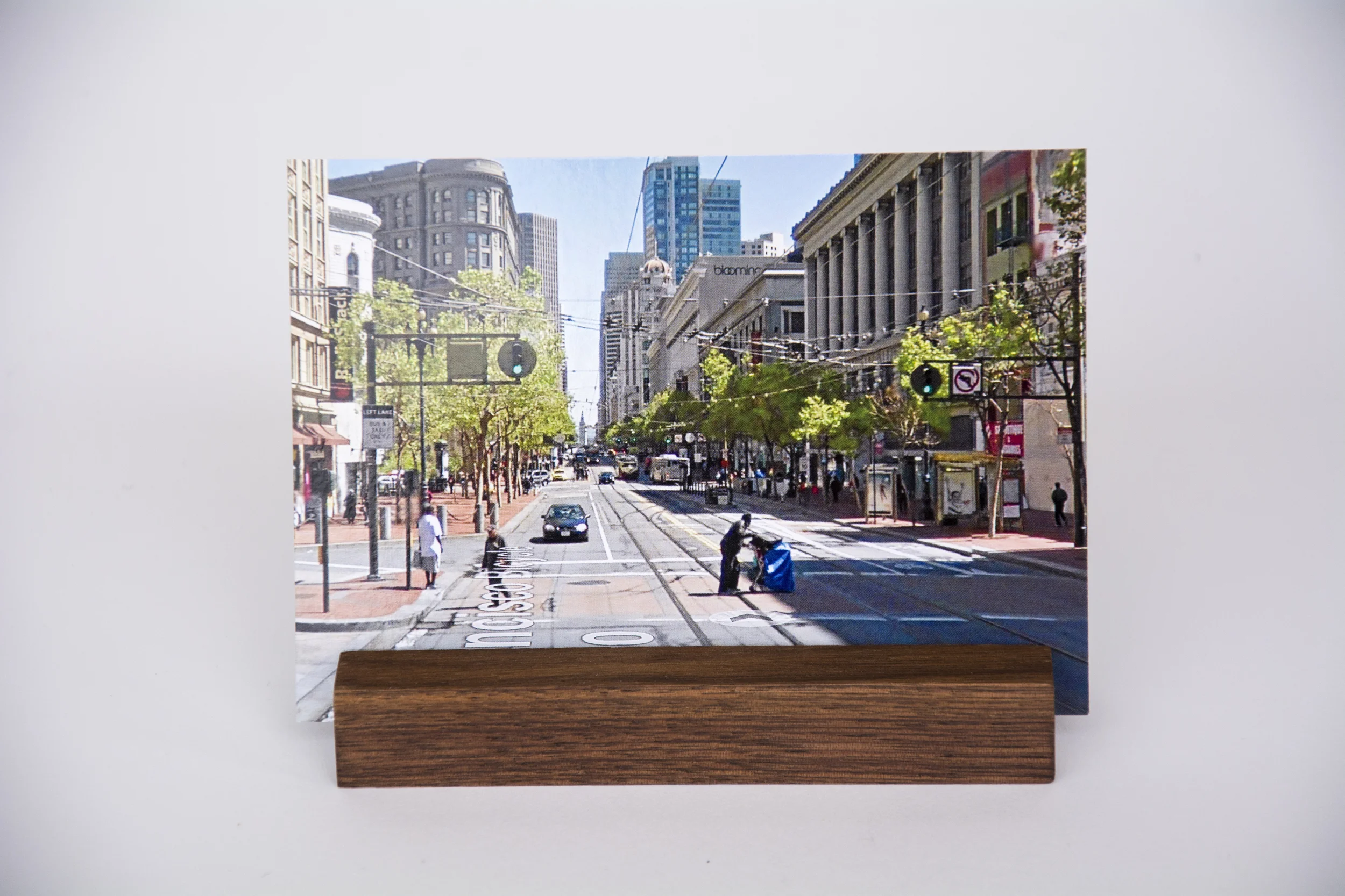 COLL.EO A NEW AMERICAN DREAM (2014) Digital photographs, walnut wooden postcard holder (5 x 1 inches), postcard (4 x 6 inches)