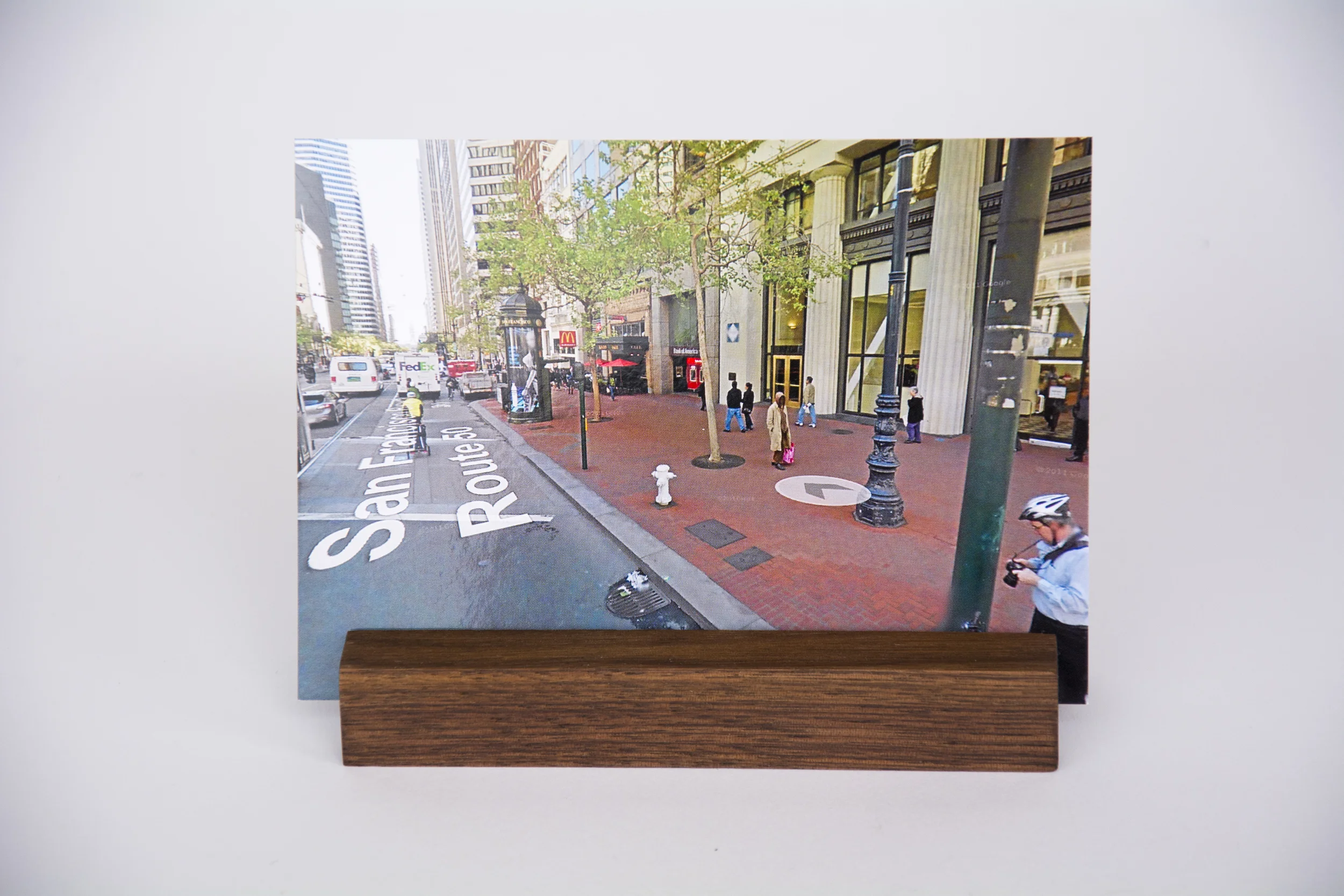 COLL.EO A NEW AMERICAN DREAM (2014) Digital photographs, walnut wooden postcard holder (5 x 1 inches), postcard (4 x 6 inches)