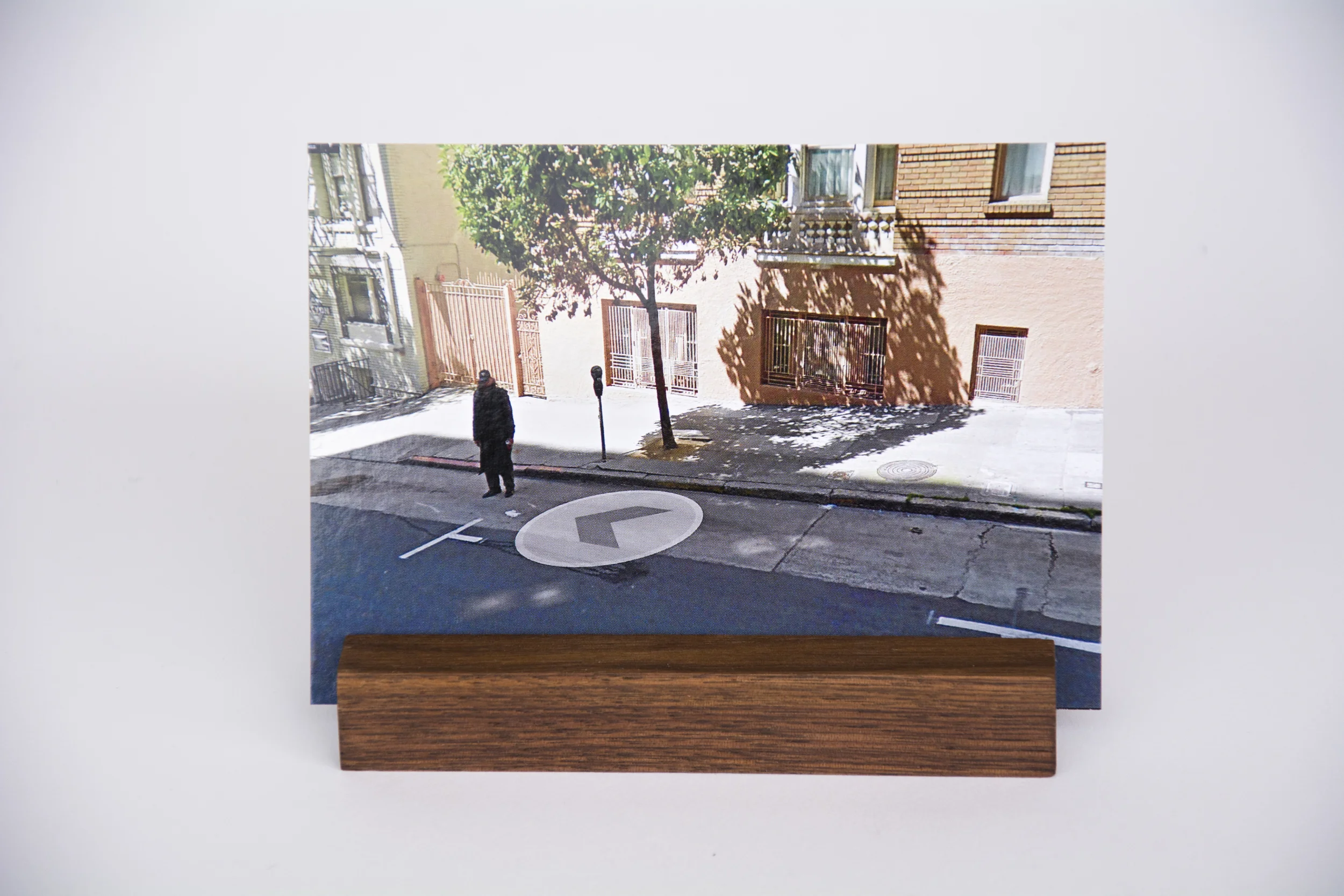 COLL.EO A NEW AMERICAN DREAM (2014) Digital photographs, walnut wooden postcard holder (5 x 1 inches), postcard (4 x 6 inches)
