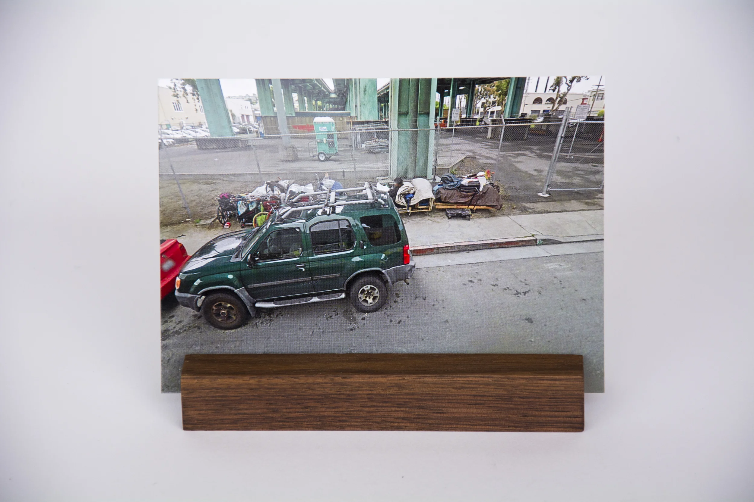 COLL.EO A NEW AMERICAN DREAM (2014) Digital photographs, walnut wooden postcard holder (5 x 1 inches), postcard (4 x 6 inches)