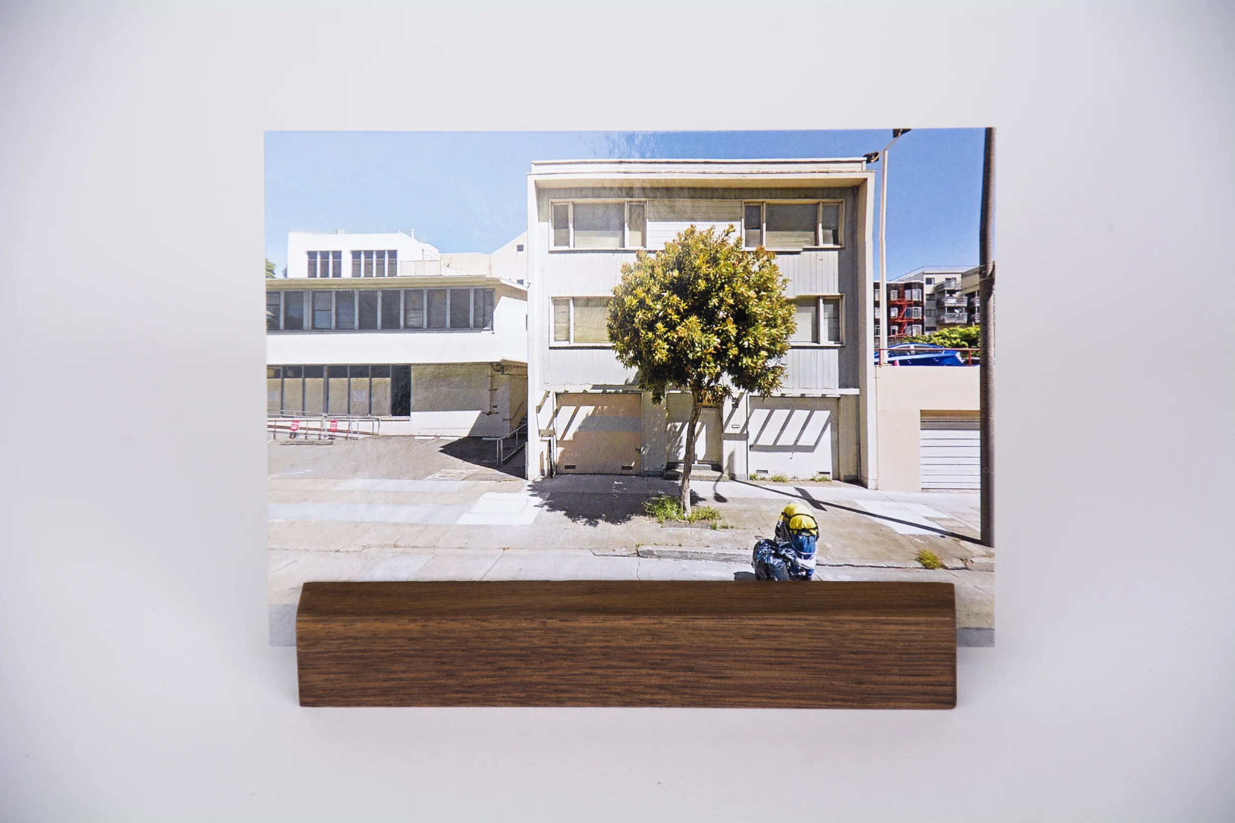 COLL.EO A NEW AMERICAN DREAM (2014) Digital photographs, walnut wooden postcard holder (5 x 1 inches), postcard (4 x 6 inches)