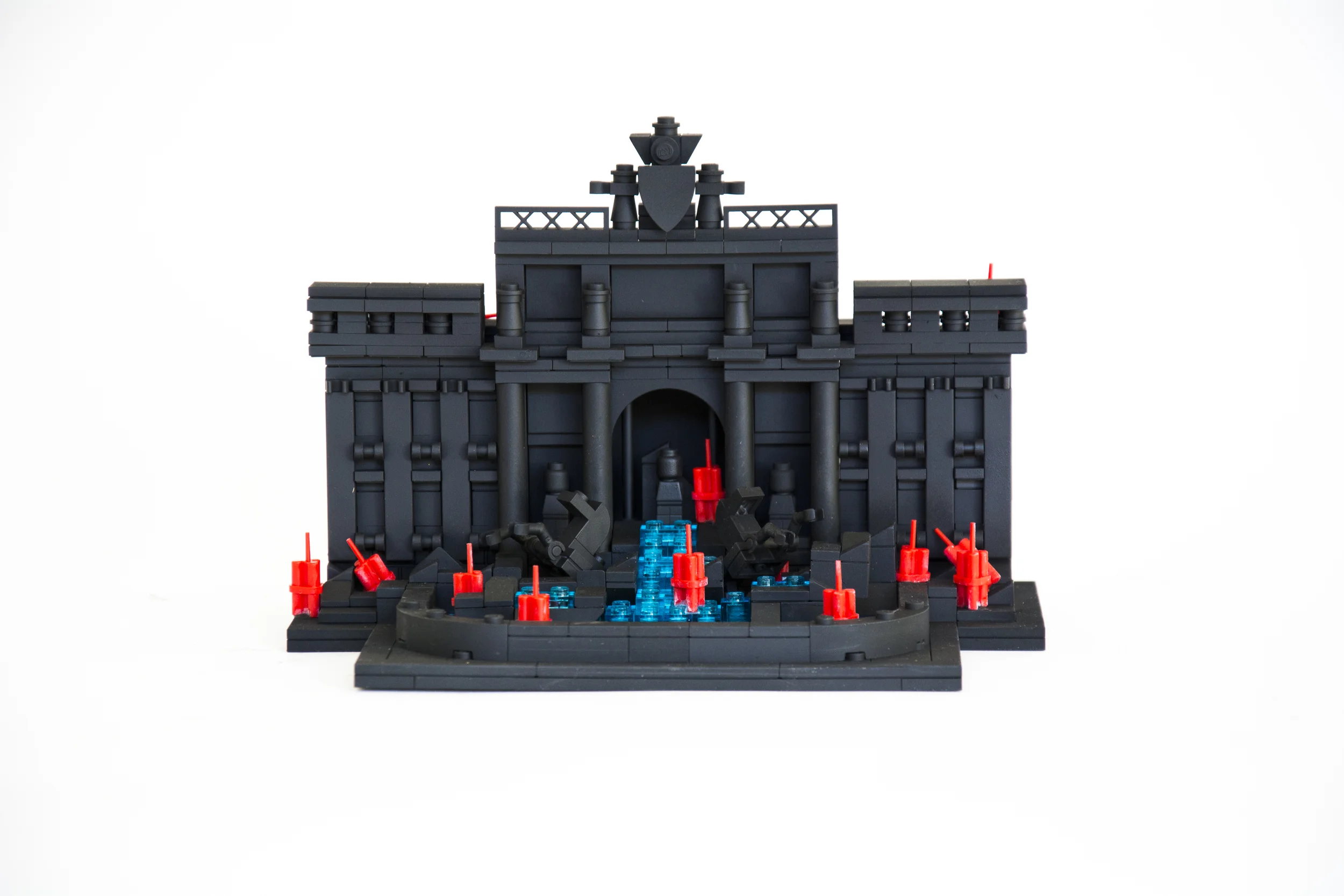 Anti-Monuments for Counter Histories (12/12/1969) , painted lego pieces and plastic dynamite, 5" (14cm) tall, 7" (20cm) wide and 5" (14cm) deep, 2015