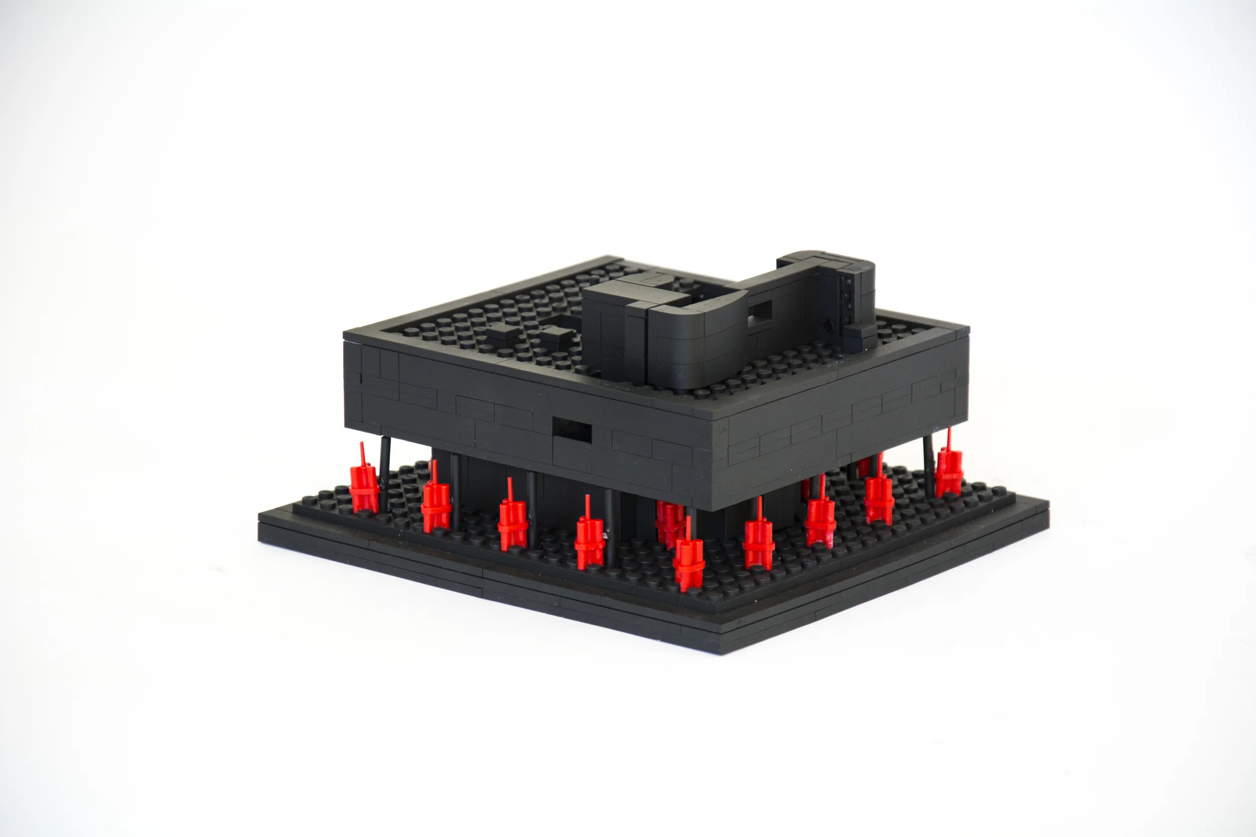 Anti-Monuments for Counter Histories (07/15/1972) , painted lego pieces and plastic dynamite, 3.6" (9.2cm) tall, 7.5" (19.2cm) wide and 6.9" (17.5cm) deep, 2015