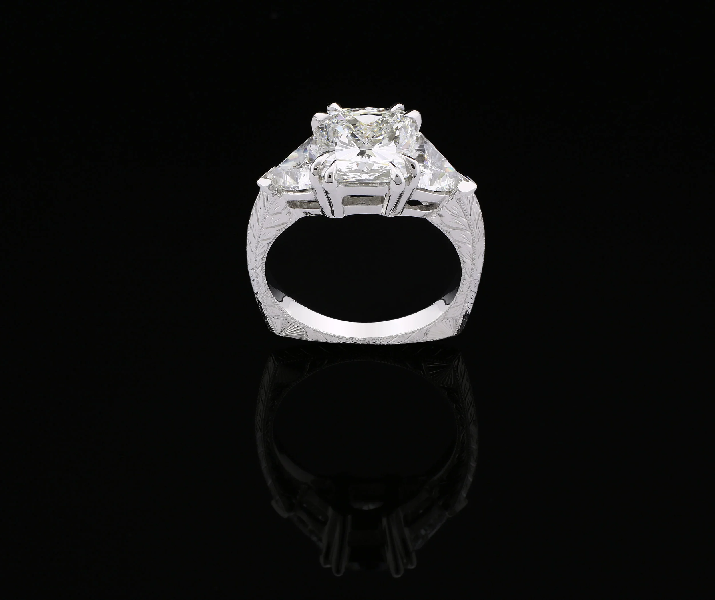 Custom Cushion Platinum Wedding Ring, 2018