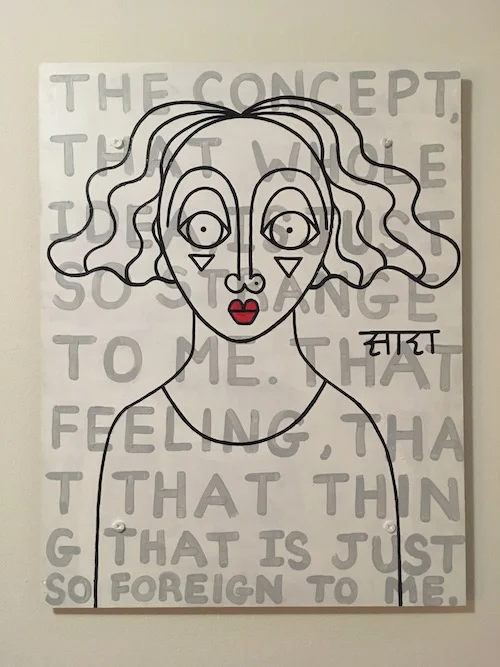 #78 Sara Erenthal That Feeling Acrylic on chipboard 16x21 in 2017