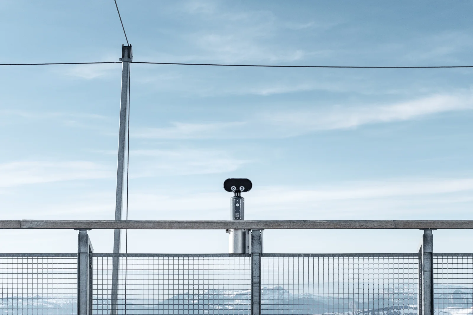 Binoculars available for tourists at the Jungfraujoch Sphinx Observatory main deck