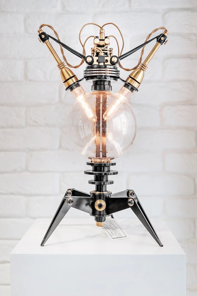 Frank Buchwald “Machine Lights Type No. 1” at the MB&F M.A.D Gallery in Geneva. Shot for Qatar Airways magazine.
