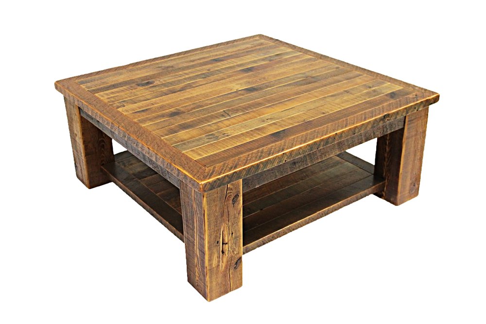 Bayfield Square Coffee Table W Shelf, Reclaimed Wood Square Coffee Table With Storage