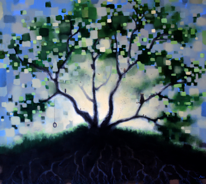 portrait of a tree, acrylic on wood panel, 36x40