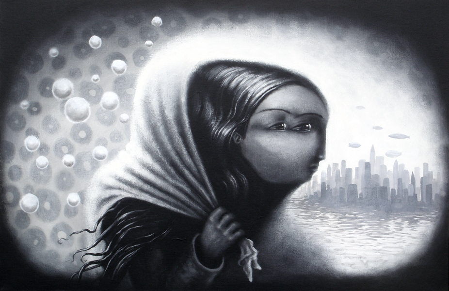 lady winter, acrylic on canvas, 24x36