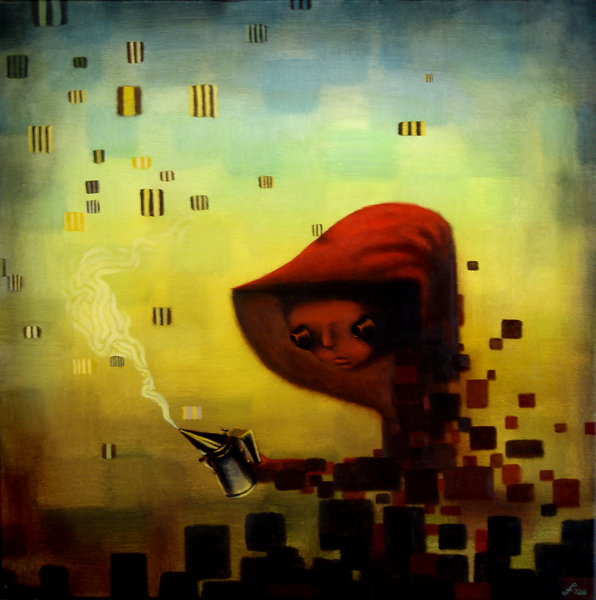 the beekeeper, acrylic on canvas, 24x24.jpg