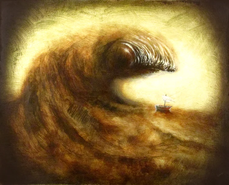 sludgetide, mixed media on paper, 16x20 $220
