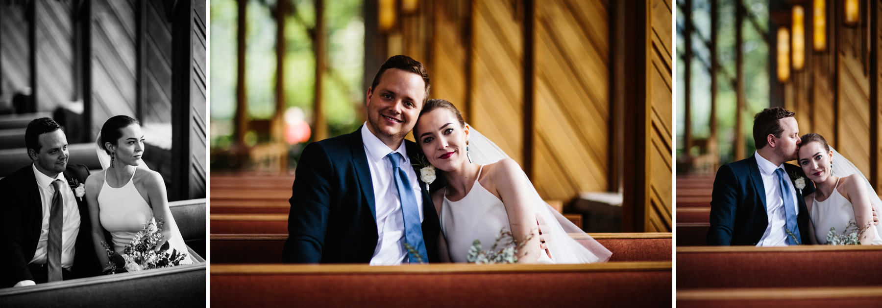 Jordan and Josh's Powell Garden's Chapel Elopement followed by an intimate reception at The Westside Local in Kansas city Missouri. Kindling Wedding Photography and Videography. Kansas City based wedding photographers available for travel and destination weddings.
