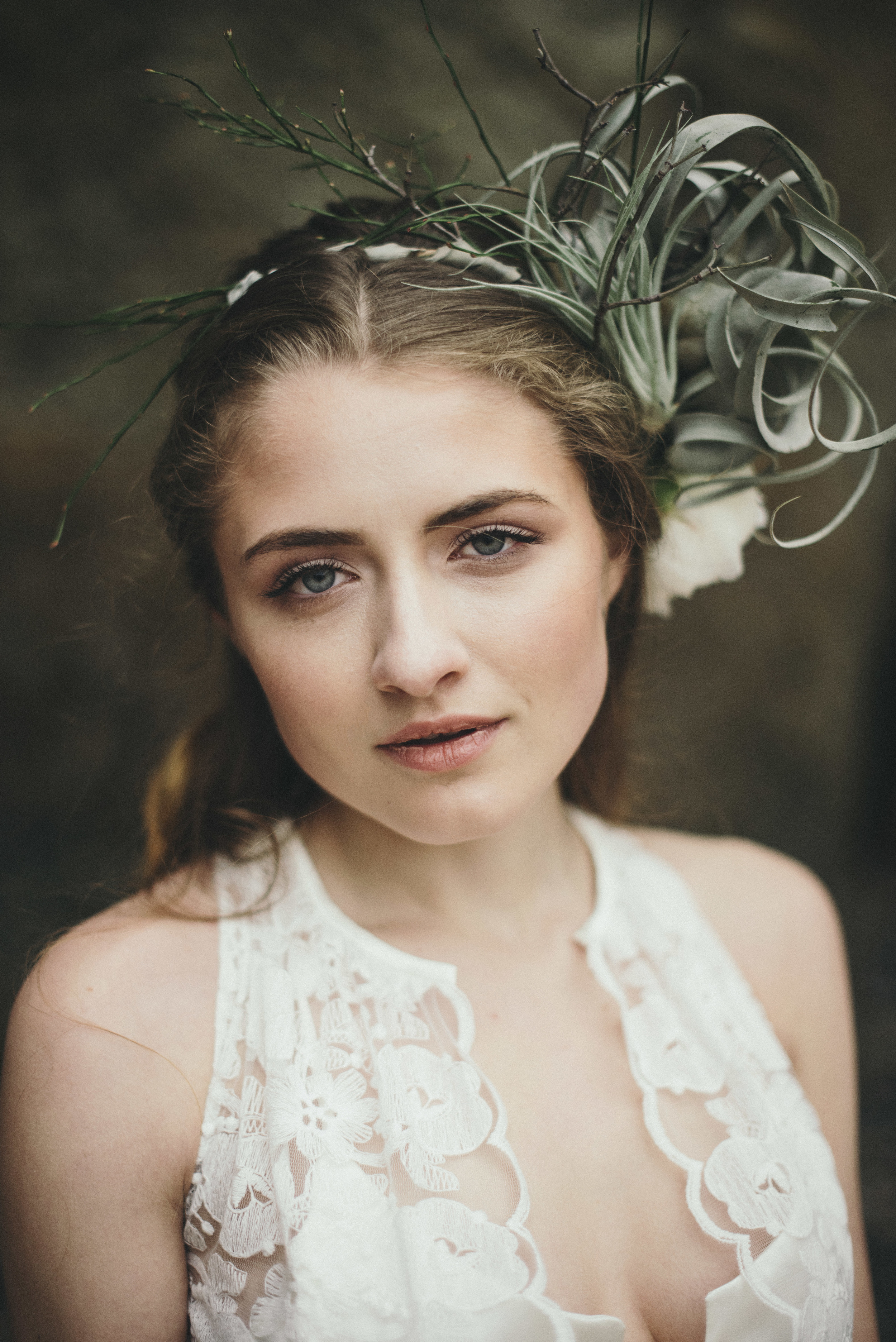 Headpiece/Styling by: Pistils and Stamen, Gown: Elizabeth dye, Hair and Makeup: Austie Eckley, model: Sarah McNie of Savage Models
