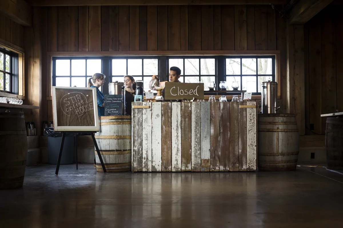 The one and only Rob Lowe and his two assistants from Stir Coffee House in Ladner, hosting the tea and coffee bar.