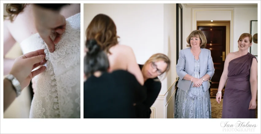 bride getting into dress