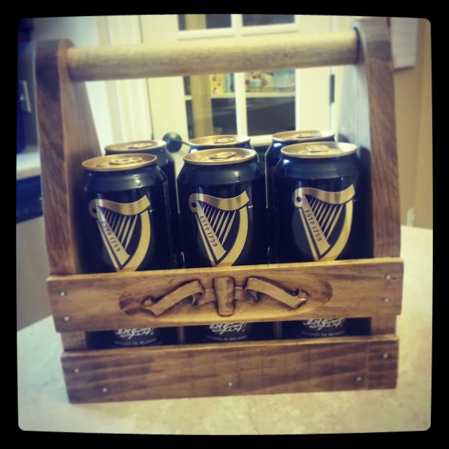 Neat example of mixing the Pint Glass from the Pub Sign No.1 mini-project with other clip-art. Beer Caddie.