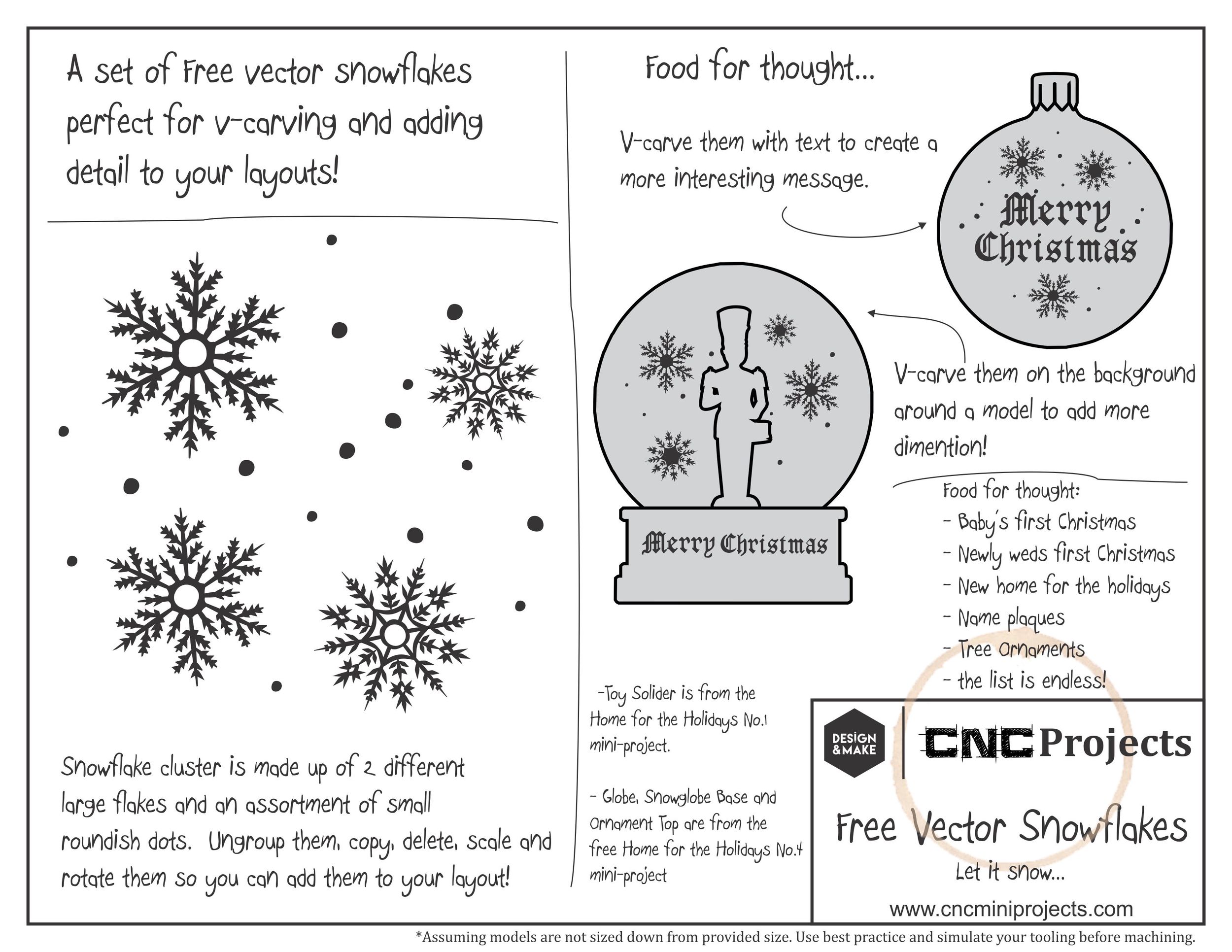 Special Project Sheet to help and inspire you on how to use the free to anyone snowflake vectors! Click the image above to get a closer look!