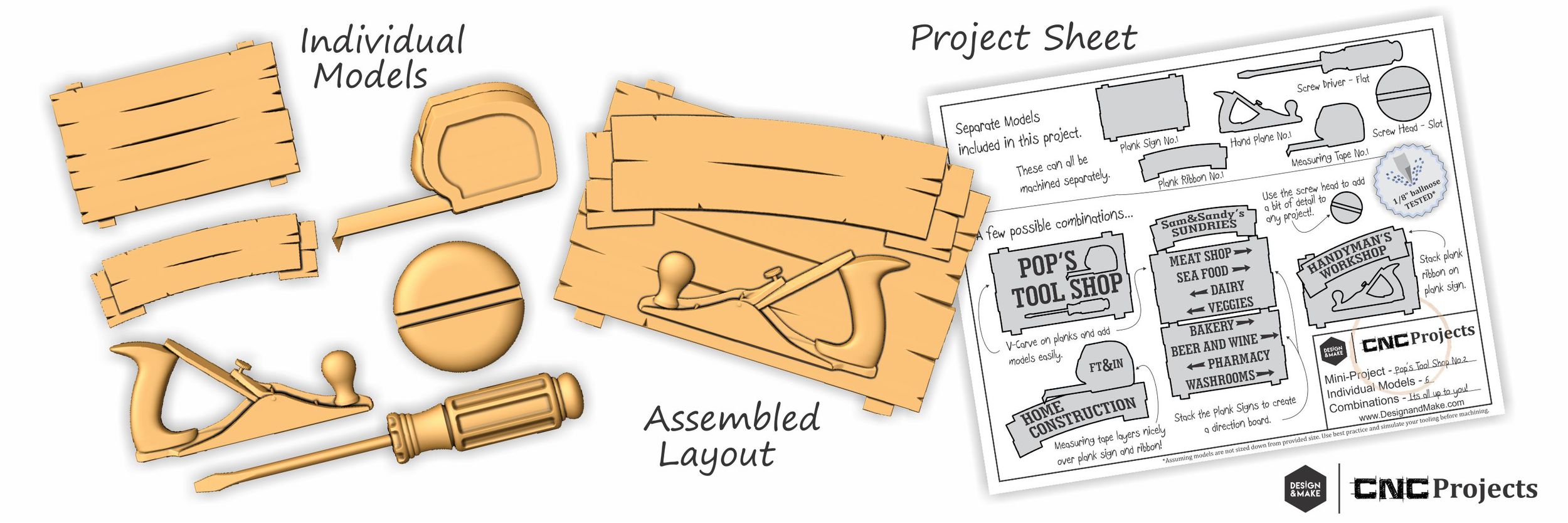 Pop's Tool Shop No.2 includes 6 models, 1 assembled layout and a project sheet.
