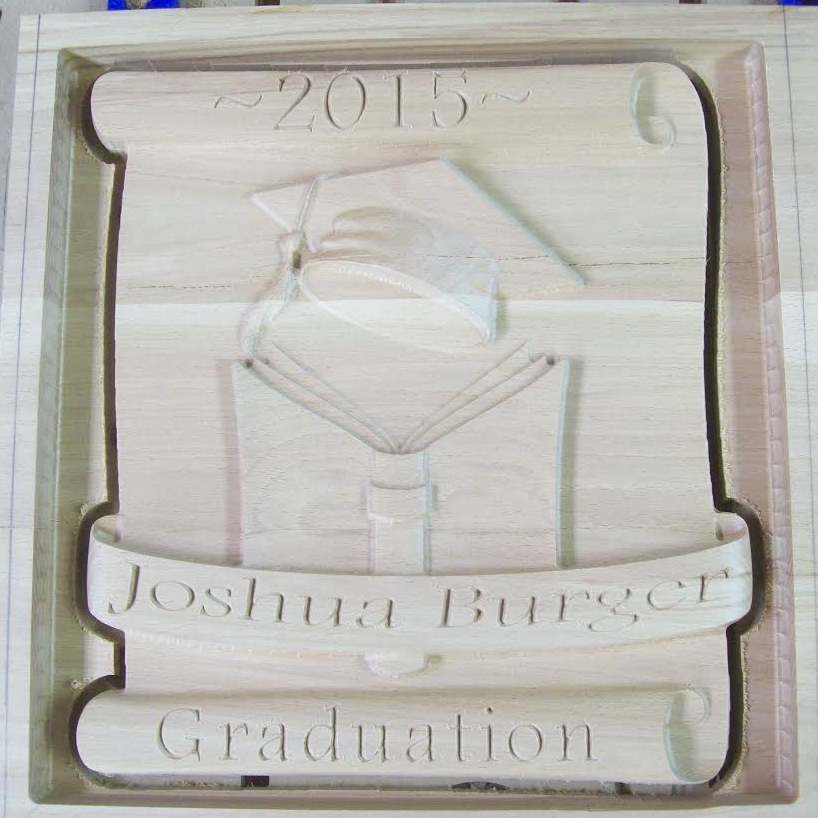 Raw wood still on the CNC.