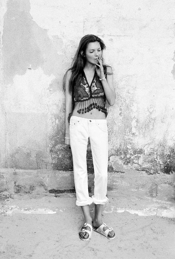 Kate Moss + White Birkenstocks Image by Corrine day
