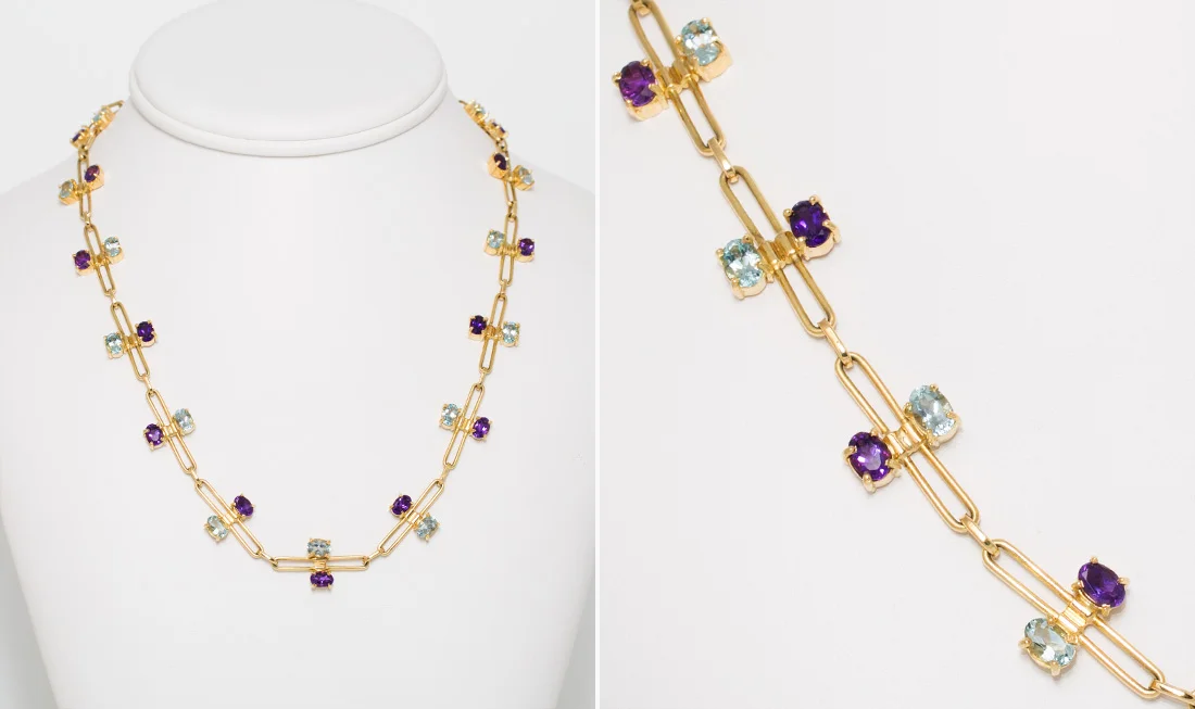 Aquamarine & Amethyst Necklace