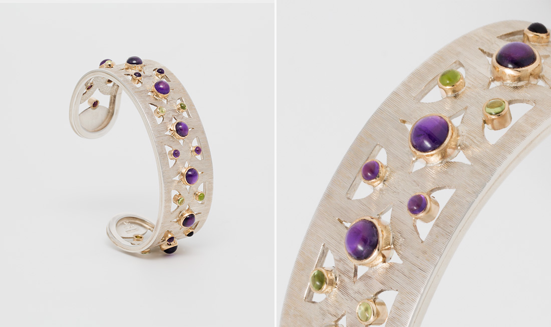 Amythest & Peridot Bangle