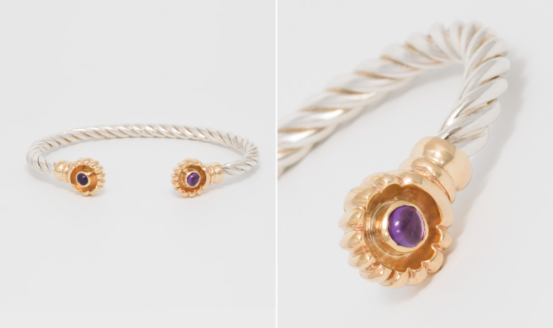 Silver & Amythest Bangle