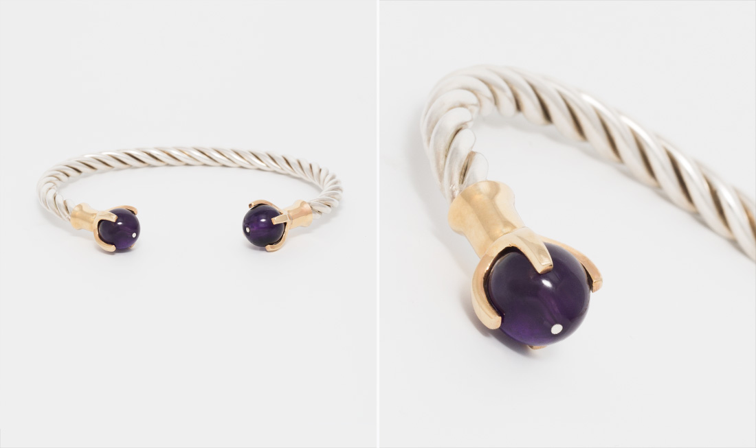 Silver & Amythest Bangle