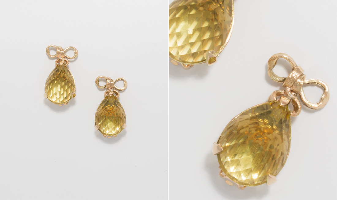 Lemon Quartz Clip Earrings