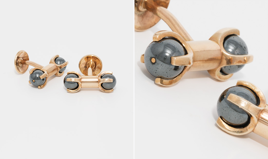 Gold & Hematite Cufflinks