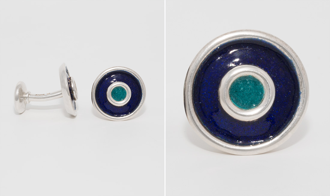 Silver & Enamel Cufflinks
