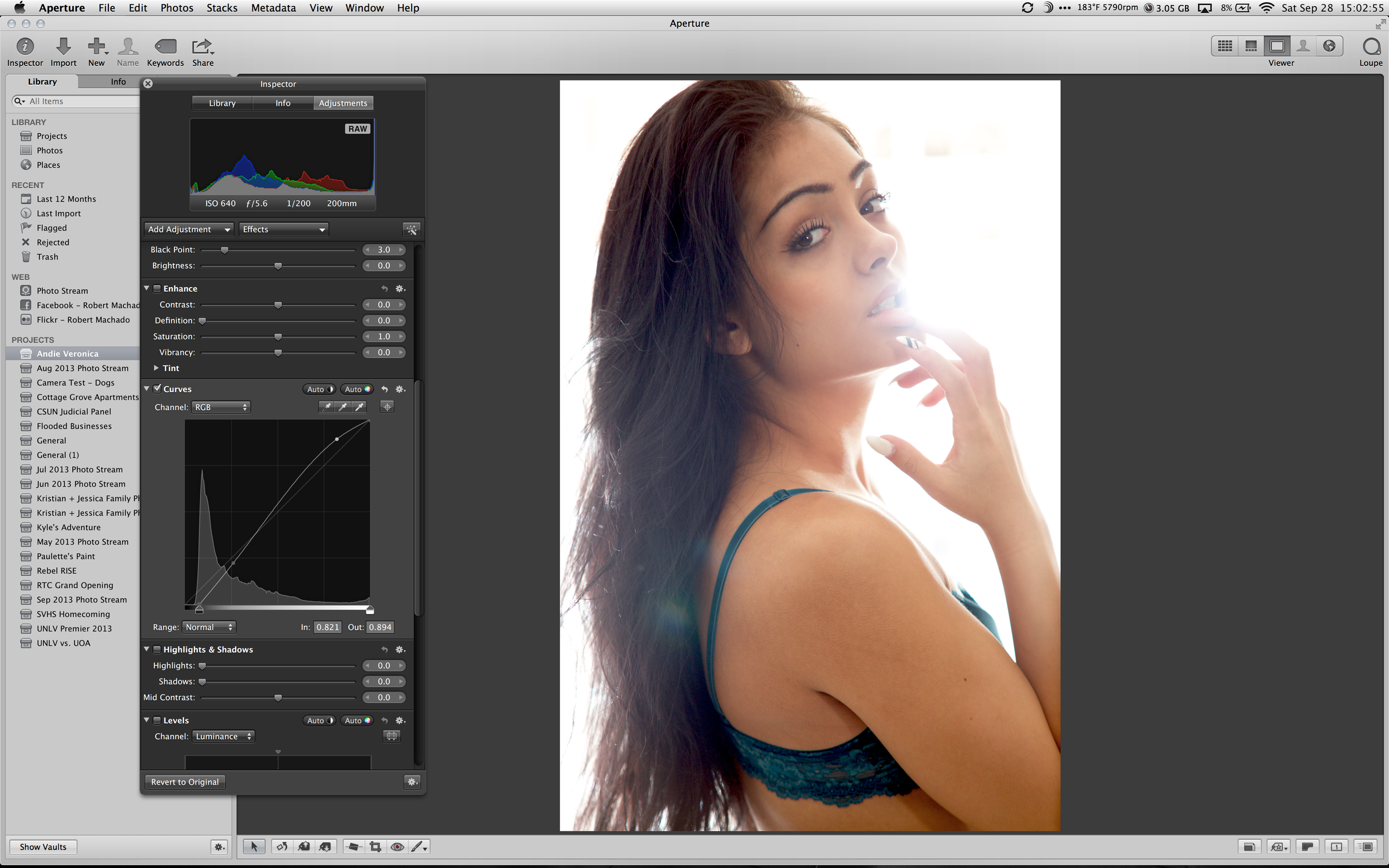 Make an initial Curves adjustment, increasing contrast in very specific areas of the image.