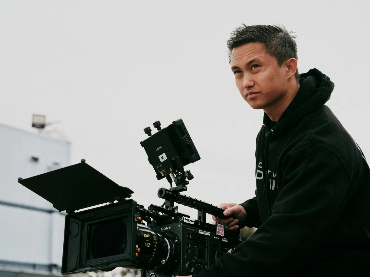 Director of photography filming a commercial with a Sony Venice cinema camera in Los Angeles, CA.