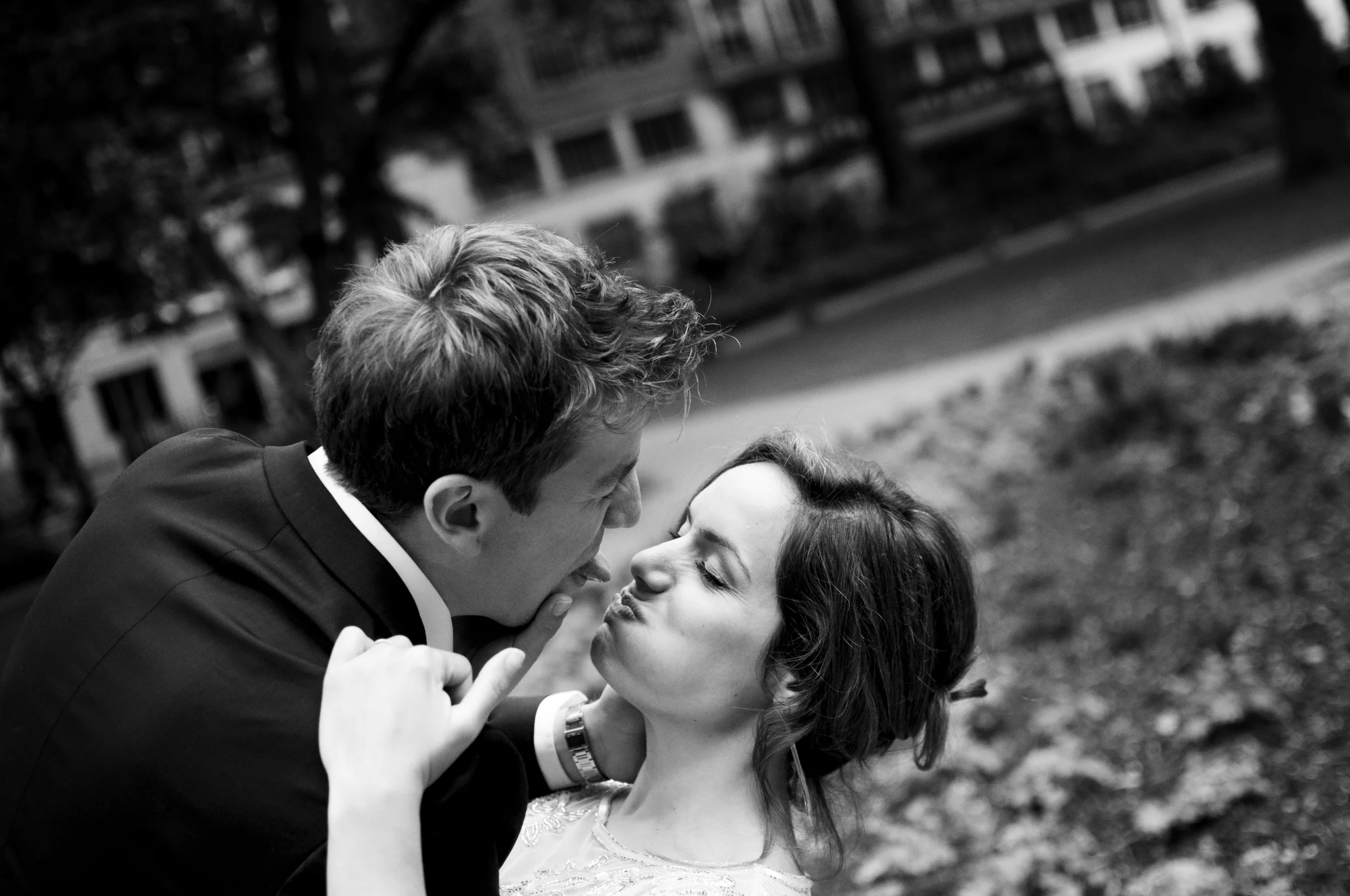 Something old, something blue, something black and white because it's a wedding and that's what you do.