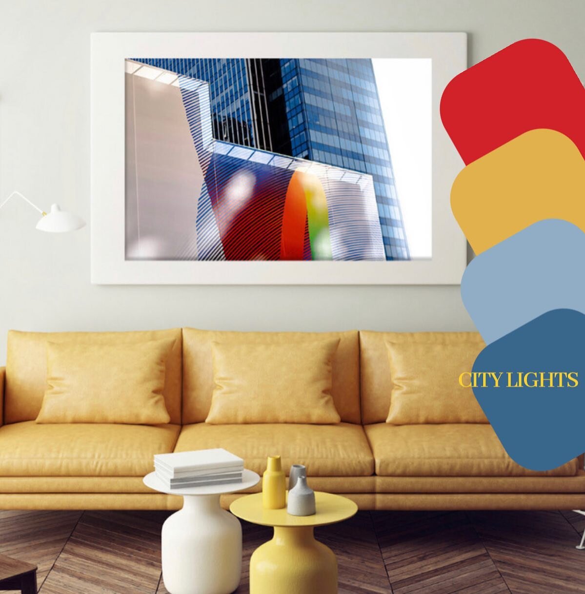 Pair CITY LIGHTS with BOLD  primary colors and textures 🏙️ 🌆
#photo #photographer #photoart #interiordesign #art #gallery #gallerywall