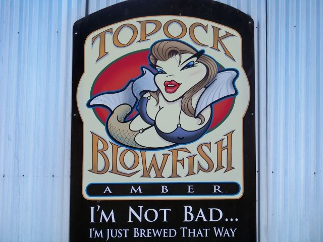 Have a burger and a Topock Blowfish, ah good yum, practice day of course, not during the derby