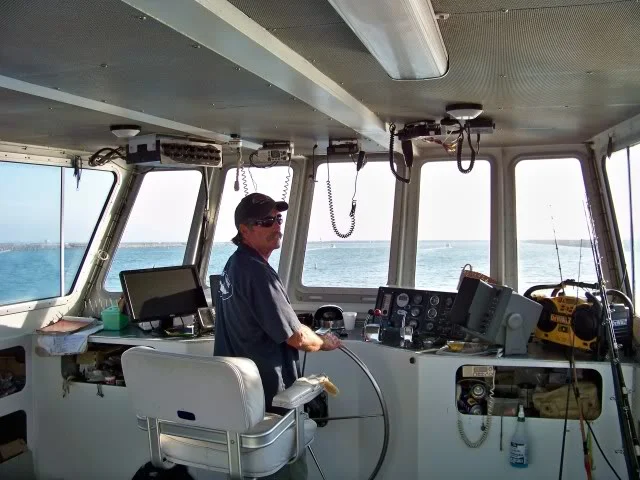 Captain Steve at the helm, I have a feeling he is going to put us on fish, almost out of the marina and heading into Santa Monica Bay.