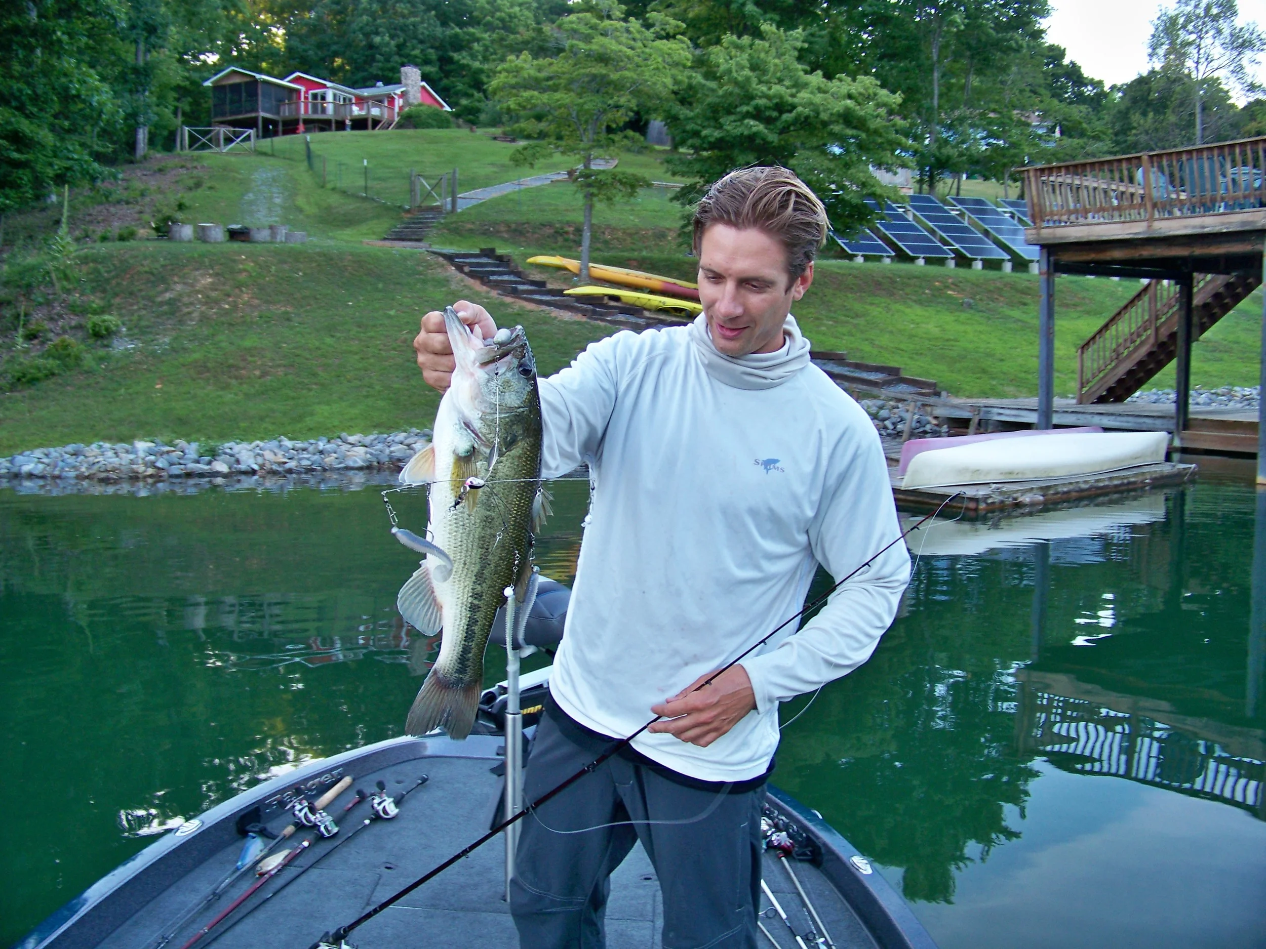 Troy scores a chunky largemouth.