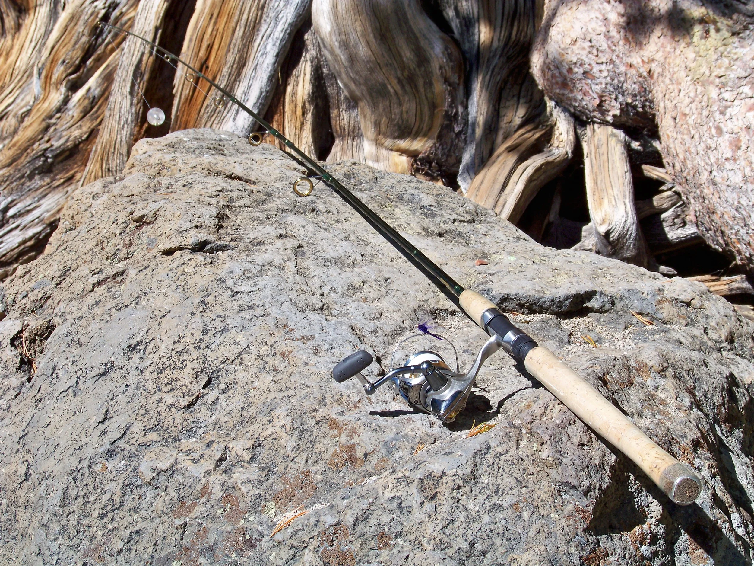 The set-up, a wooly bugger fly, bubble, spinning gear and light line. 