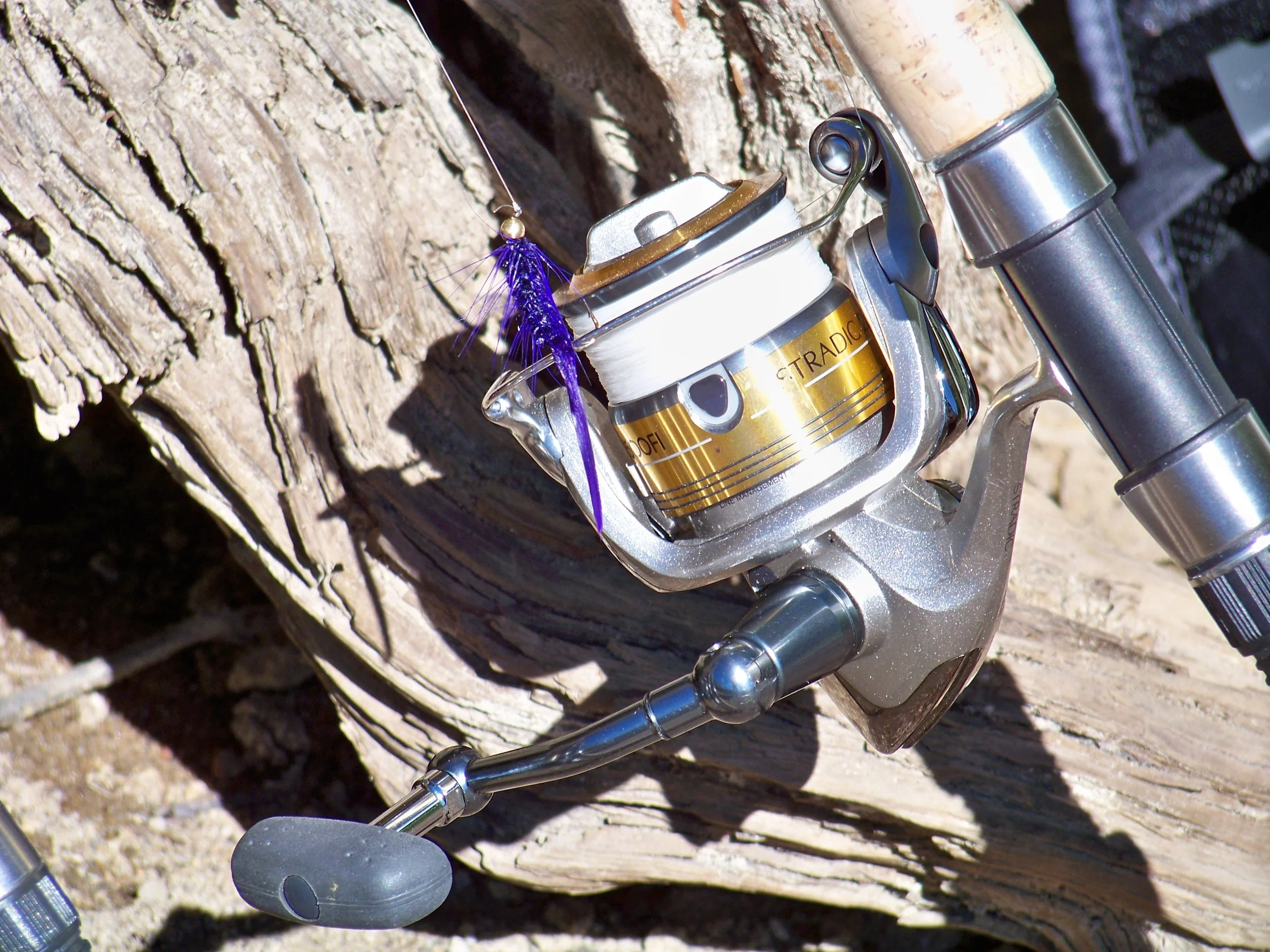 Shimano Stradic 2500 spooled with 8 lb. Fireline Crystal Braid 