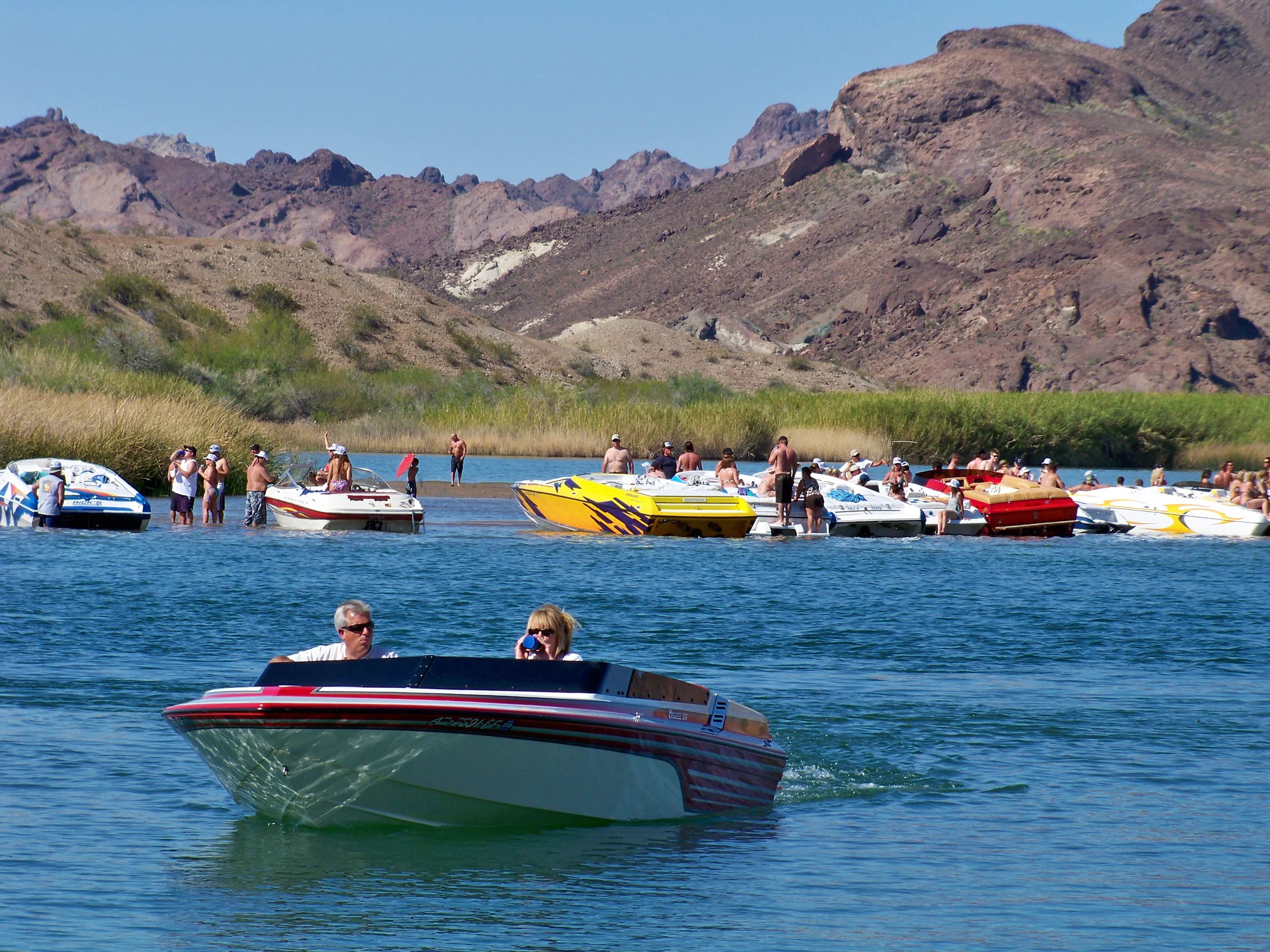 Sand Bar Island, this is mild boat traffic for a summer day.