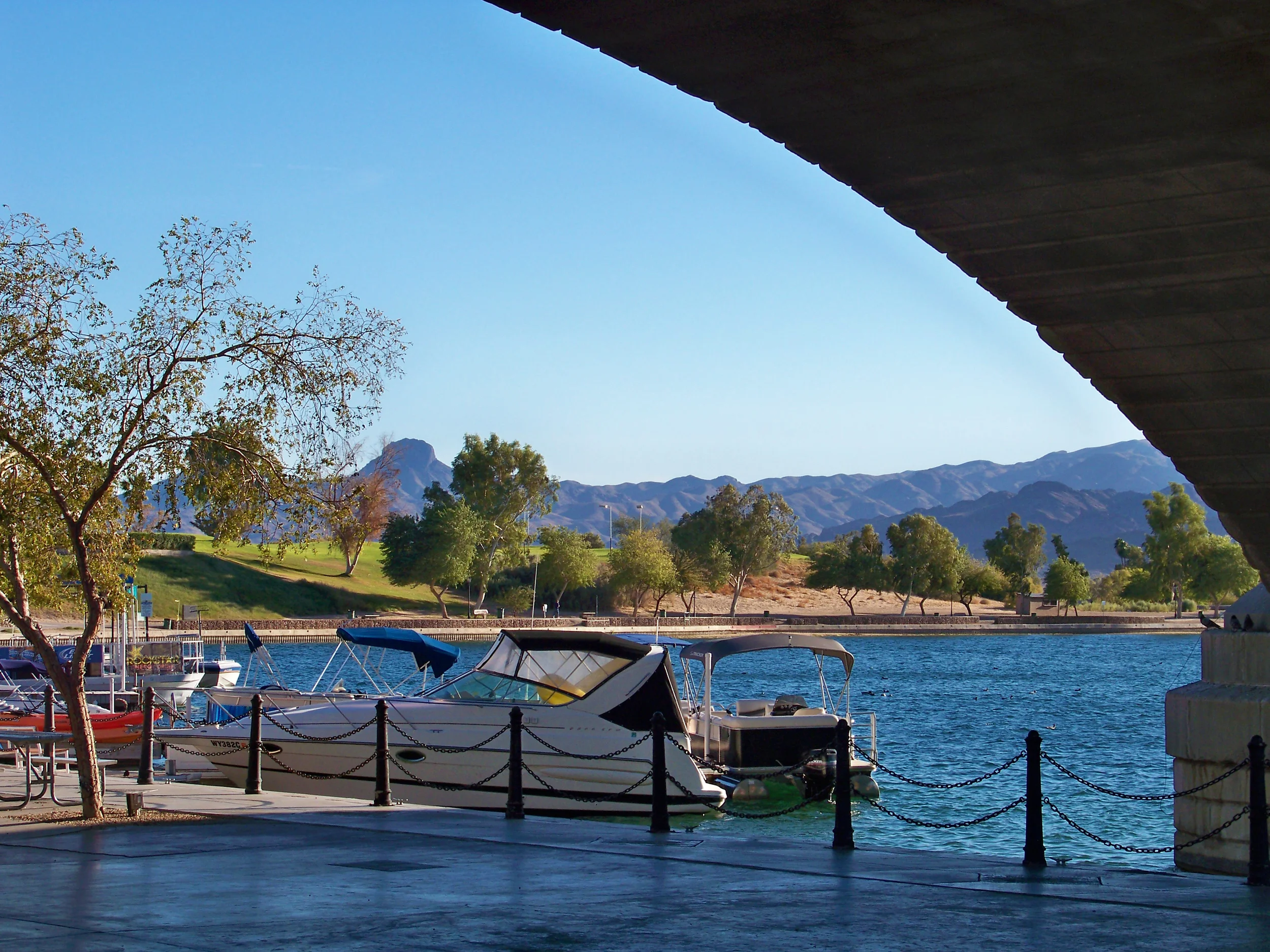 The Bridgewater Channel as it passes under the London Bridge. The channel provides a short cut from the main lake to Thompson Bay.